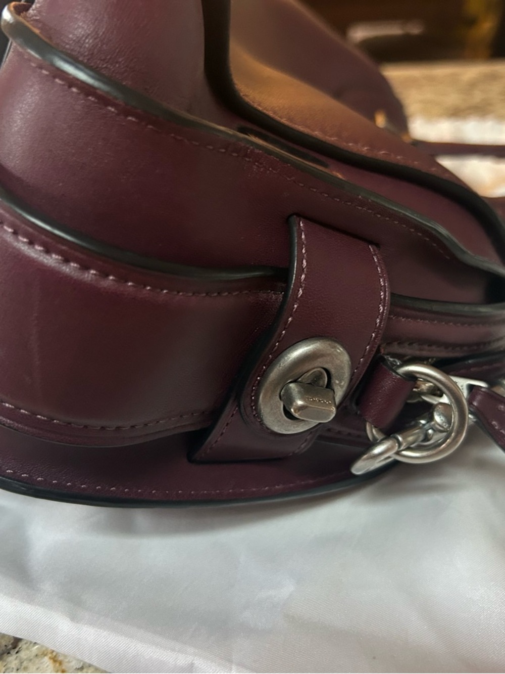 Coach Burgundy Leather Satchel with Double Zip - Picture 8 of 9